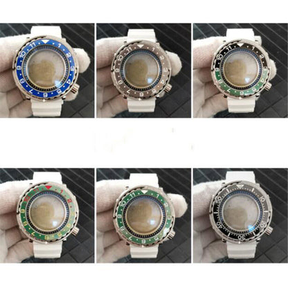 1. 45mm stainless steel watch case with strap for NH35/NH36 movement, durable watch accessory.  