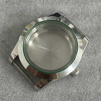 39MM stainless steel watch case with sapphire glass, solid back, compatible with NH35/NH36/4R movements.