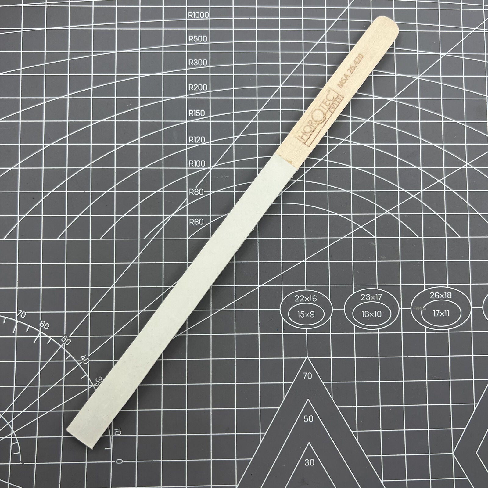 Swiss Horotec MSA26.420 white leather buff stick for watch strap maintenance and cleaning
