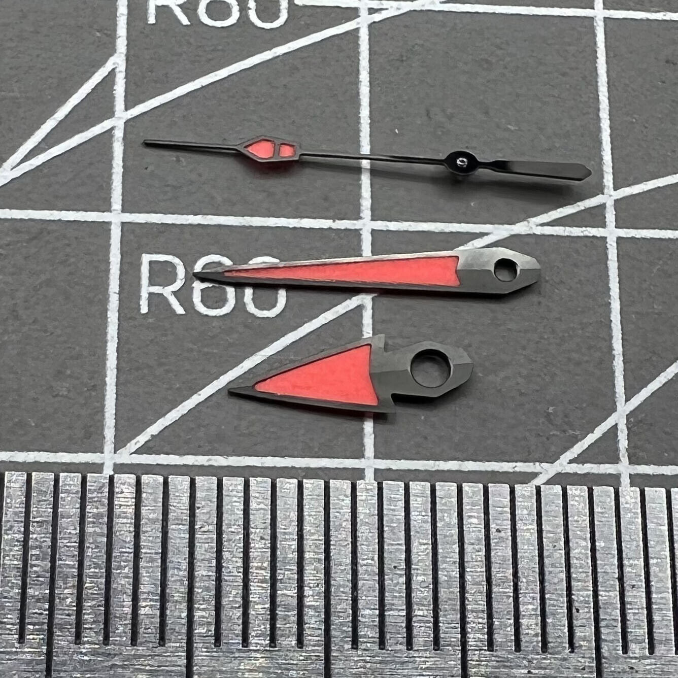 Red luminous watch hands set by New C3 for NH35/36/4R/6R movement, precision fit accessory.