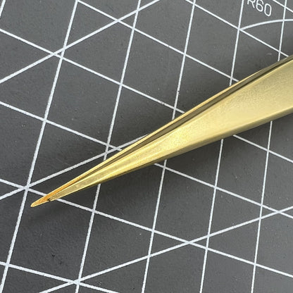 Swiss Made Bergeon gold-plated antimagnetic brass tweezers for precise watch part handling