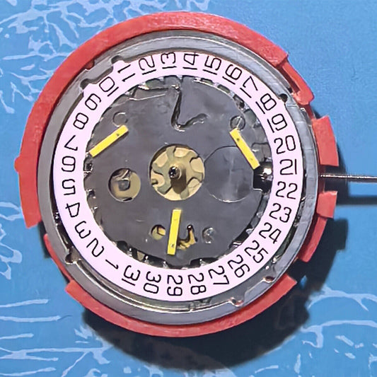 Swiss Made ISA 8181 quartz watch movement with single calendar, multifunction, precision timekeeping.