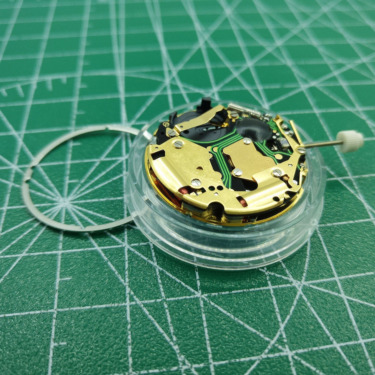 Original Swiss ISA 8171 quartz watch movement with date at 6, multifunctional precision timing component.