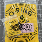 DIA 0.5-0.7mm Thick 200PCS Size16-34mm Waterproof O Ring Kit Watch Back Gasket