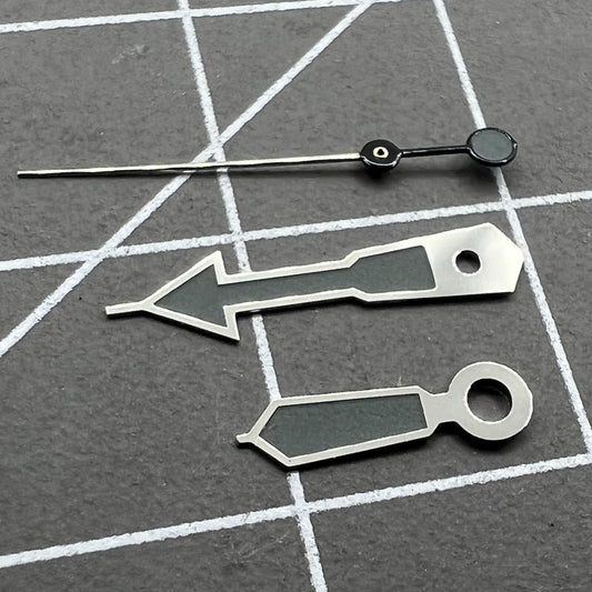 12,5 mm Uhrzeiger, silberner Rand, schwarz lackiert, grüne Leuchtmasse für NH35 NH36 7S26 7S36