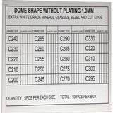 Dome Shape Extra White Grade Mineral Watch Glass 5 Size 100PCS/Box 1.0mm