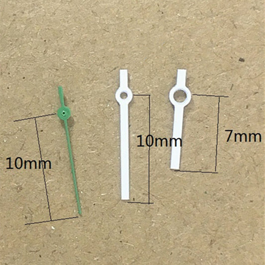 Set of 10 green 10mm second hands for Miyota 7T35 quartz watches, perfect for precise timekeeping upgrades.