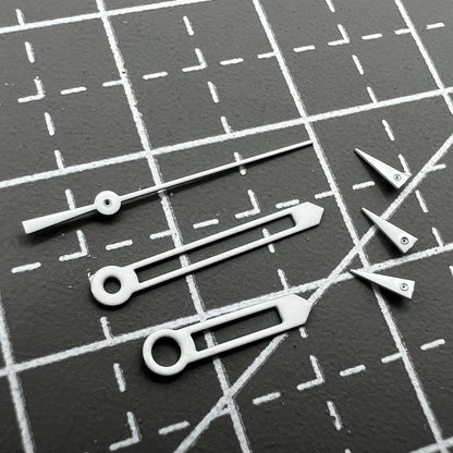 13 mm 6 Zeiger, weißer Rand, hohle Uhrzeiger für Quarzwerk ISA 8172, Silber 