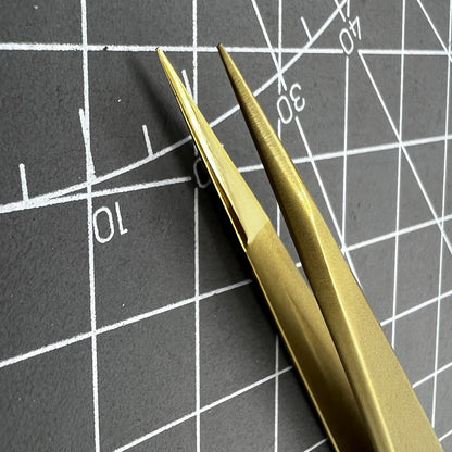 Swiss Bergeon 7422-PM-S5 brass anti-magnetic tweezers for precise watch repair and delicate handling.