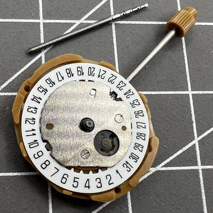 Miyota GL15 Japan Quartz watch movement showing date display at 6 o'clock position