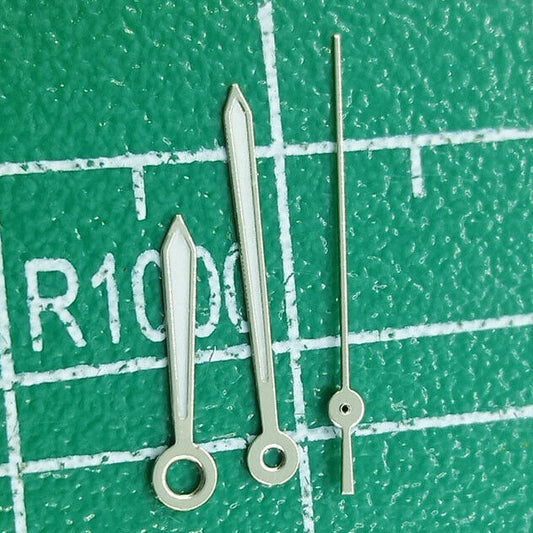 Silver trim 13mm watch hands for Miyota 2315-2305 movements, precision accessory.