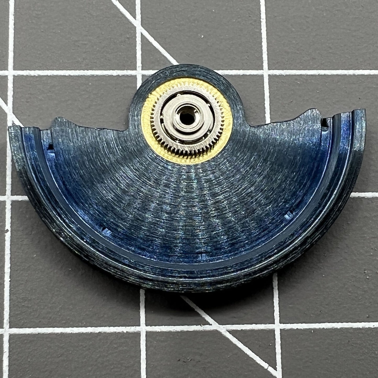 Blue Sea Wave engraved rotor weight for Miyota NH35 movement, enhancing watch precision.