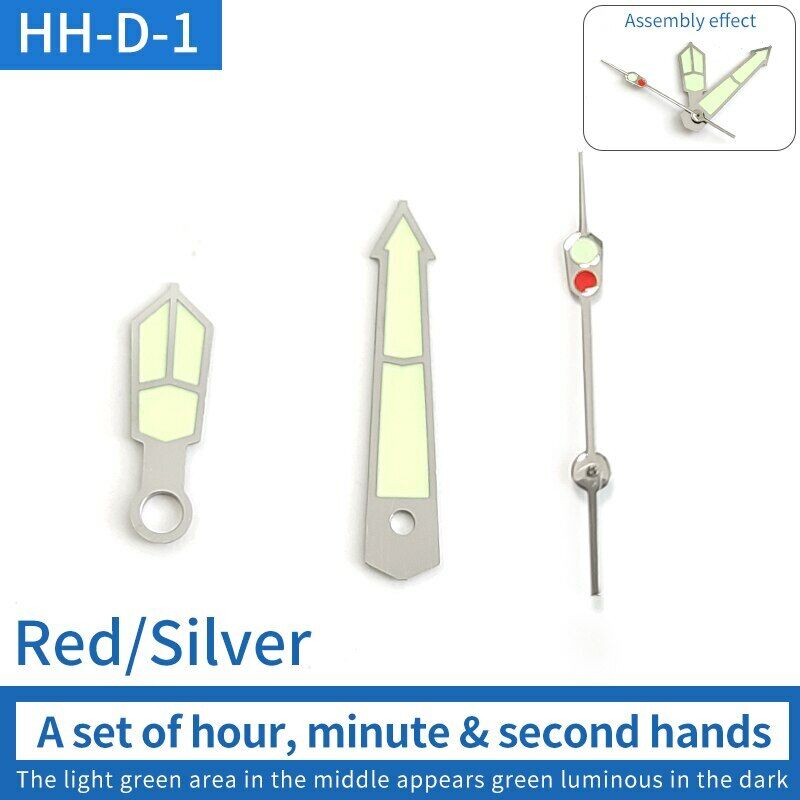 Green luminous watch hands set for NH15 NH36 movements, ideal replacement for Seiko SKX007 and SKX009 models.