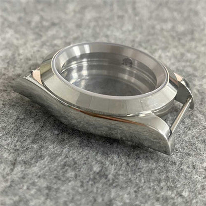 Transparent 39MM sapphire glass watch case for NH35/NH36 movements, stainless steel, durable and sleek.