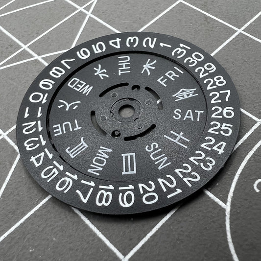 Blaue Lume schwarze Datums- und Wochenanzeige passend für NH36 Werk Datum bei 3 Uhr