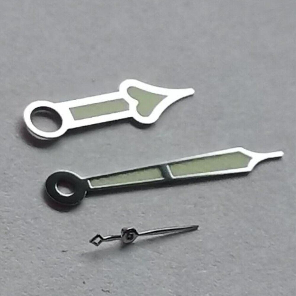 35mm black pilot watch dial with green luminous hands for men's ETA6498