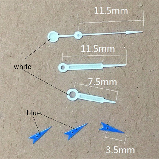White pointed 11.5mm blue second hand for Miyota OS series watches, precise timing with White brand quality.