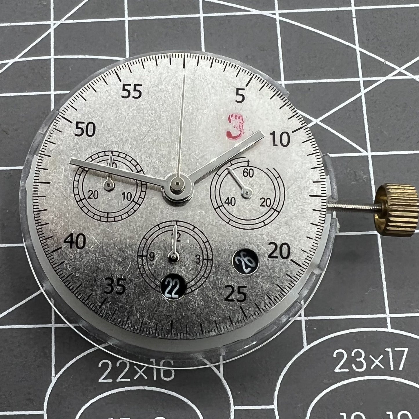 Dandong 7750 Mechanisches Uhrwerk Schwarzes Datum Kleine Sekunde Bei 3 6 Oder 9 Uhr Position Bei 6