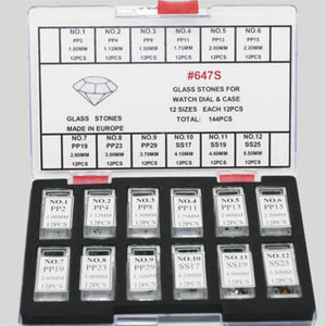 144pcs/set Artificial Glass Stones for Watch Dial Watch Case 12 Sizes Watch Part