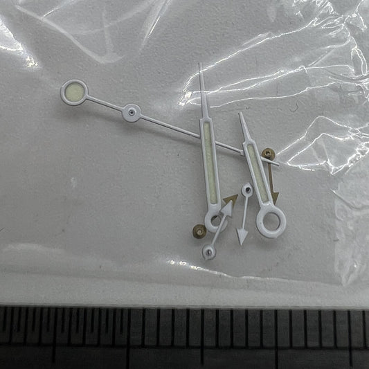 Uhrzeiger, 11,5 mm, spitz, weißer Rand, grüne Leuchtmasse für Miyota OS10 OS20 OS60 OS80 