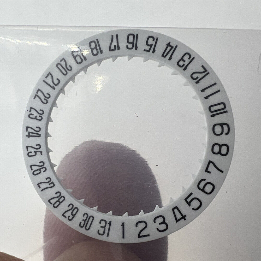 Generic White Date Disk Wheel showing date at 6 o'clock for Miyota 8215 8200 watch movement.