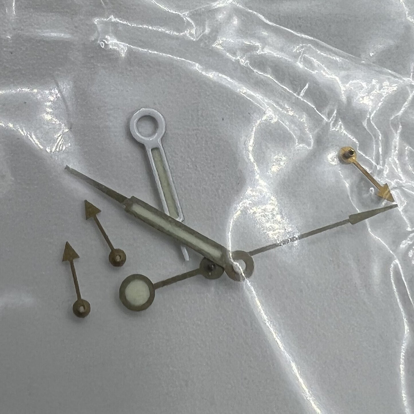 Silver-trimmed green luminous watch hands, 11.5mm, compatible with Miyota 0S80 movement.
