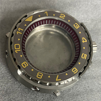 45MM stainless steel watch case with mineral glass, compatible with NH35/36 movements, durable and stylish accessory.