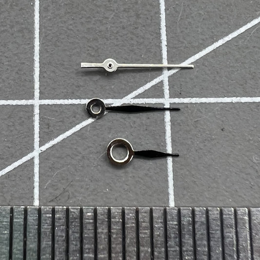 Polished black tip 6.5mm watch hands for Miyota 1L12 quartz movement without lume.