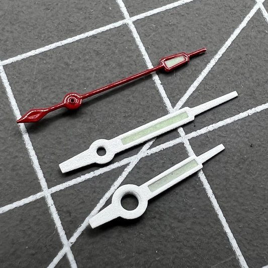 10,5 mm weiße Zierleiste, grüne Leuchtzeiger für Quarzwerk Hattori Epson PC32