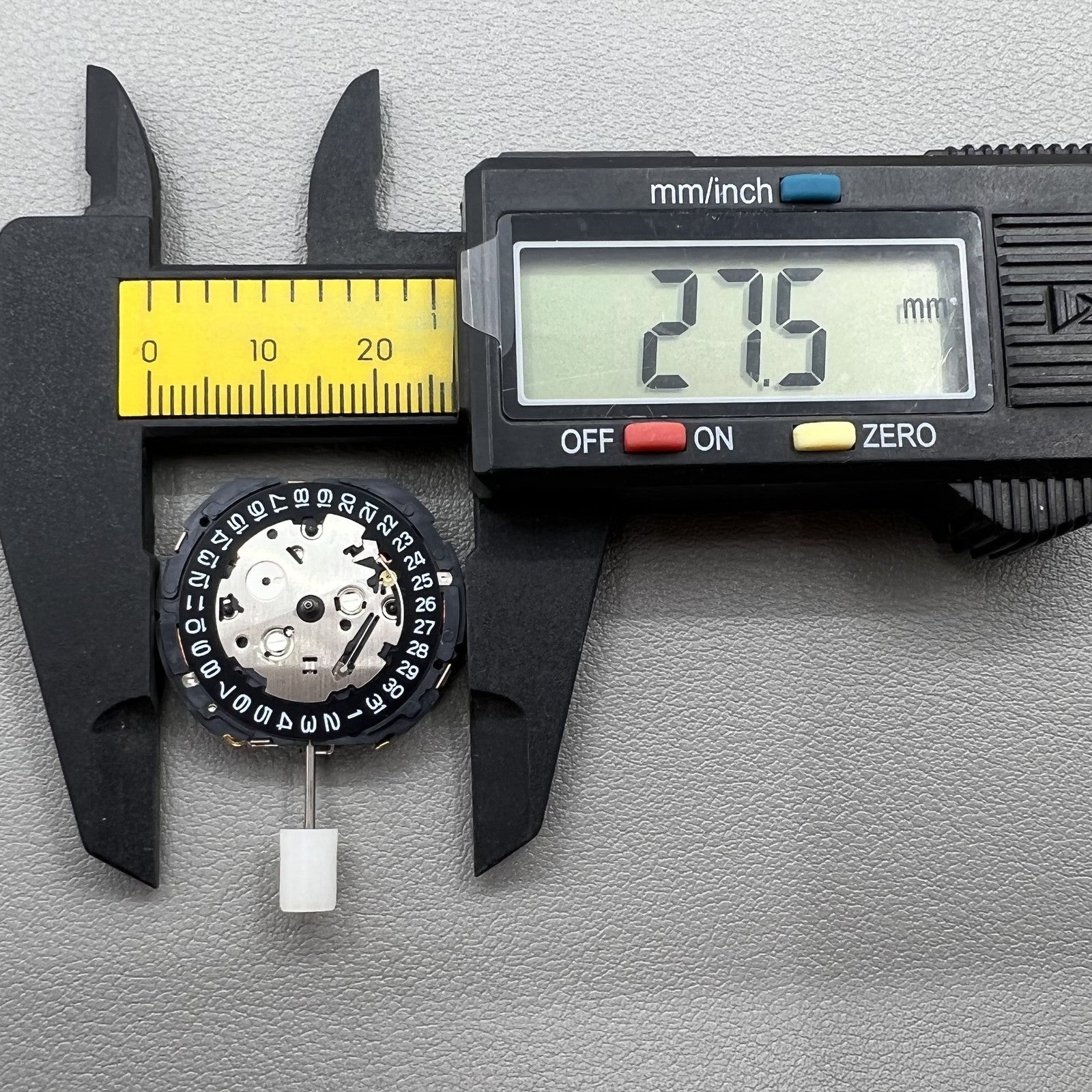 Japan Seiko 7T85A quartz watch movement, precise chronograph mechanism for durable watch performance.