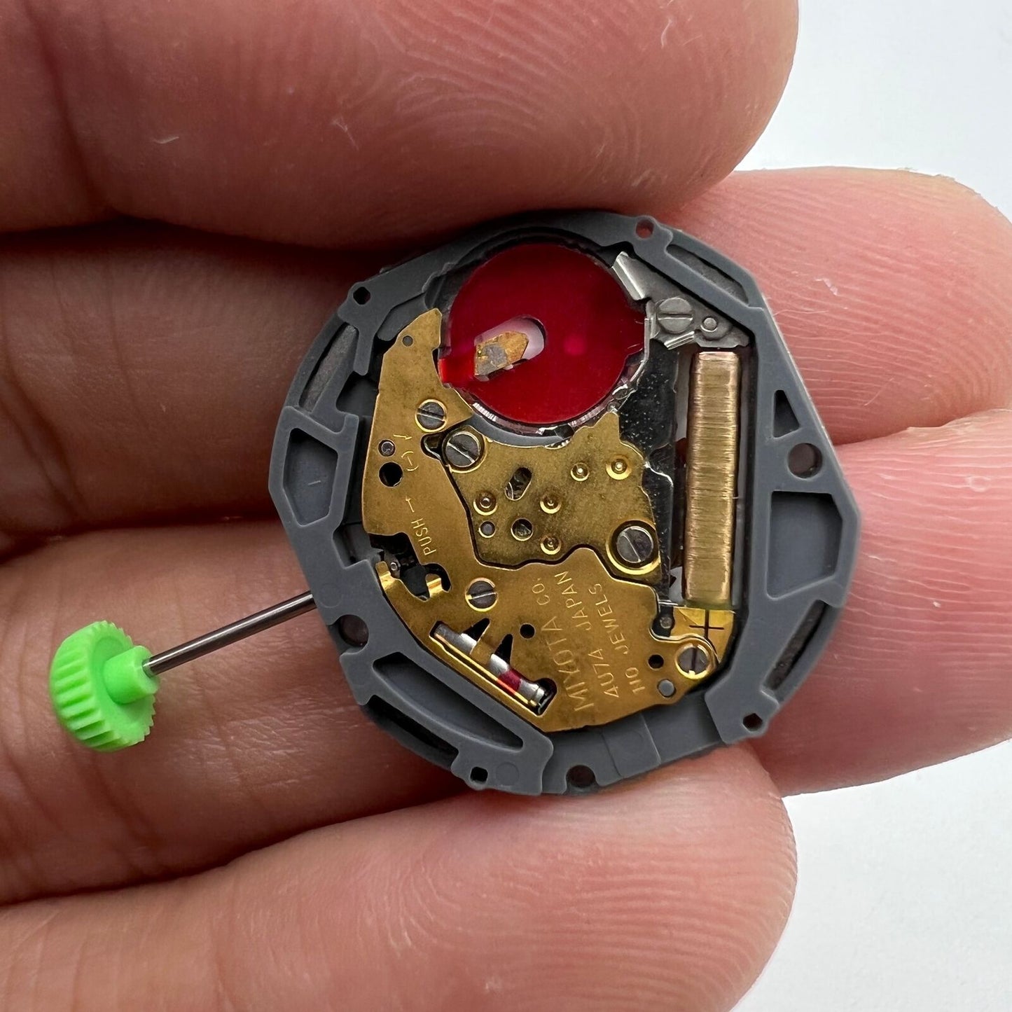 Miyota 4U74 Japan quartz movement watch accessory showing date display at 6 o'clock, single calendar feature.