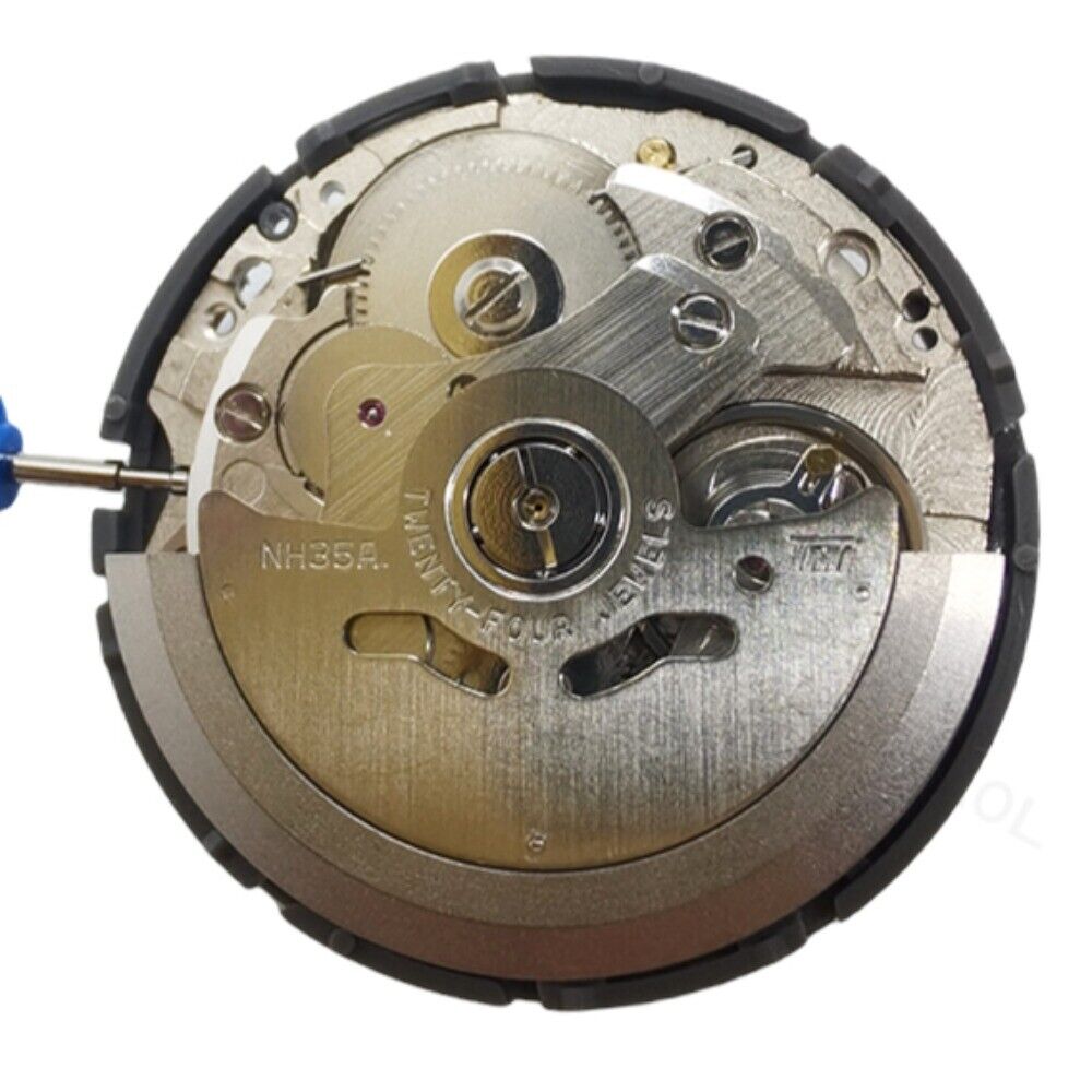 Japan NH35 watch movement with vintage orange date wheel, 24 jewels mechanical precision for watch accessories.