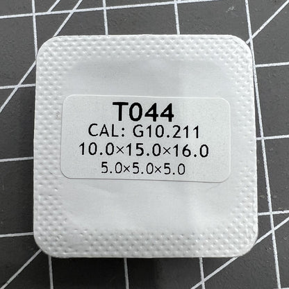 Green lume silver-trimmed watch hands set by T044, compatible with ETA G10.211 and G10.212 movements for precision fit