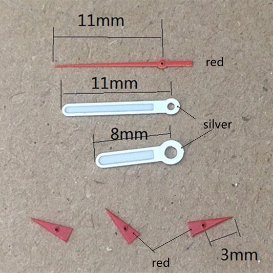 Aiguilles de montre rondes et pointues, vertes et lumineuses, 11 mm, pour Miyota OS10, OS20, OS60, OS80