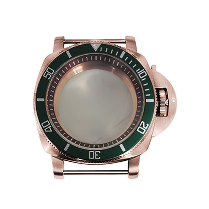 42 mm Mineralspiegel PVD Stahl Roségold Uhrengehäuse für NH35/NH36/4R/7S 