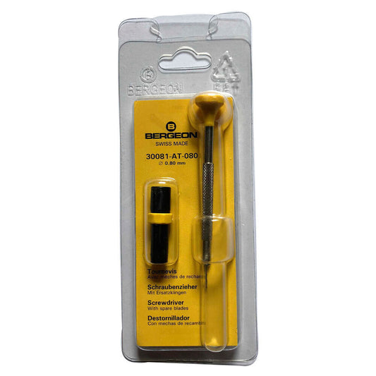 Bergeon 30081-AT-080 Ergonomic Screwdriver 0.80mm With Spare Blades