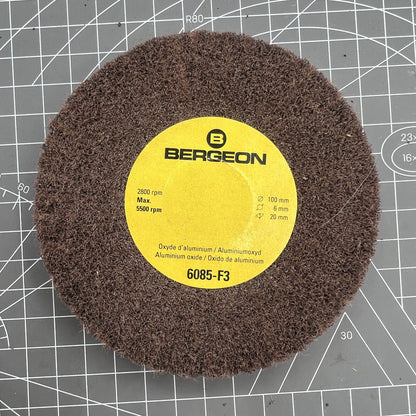 Bergeon 6085-F3 aluminum oxide abrasive wheel with very fine grain for precise polishing and finishing.