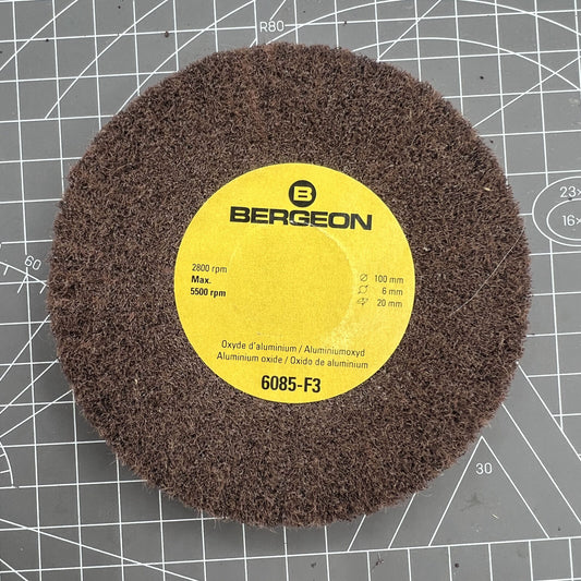 Bergeon 6085-F3 aluminum oxide abrasive wheel with very fine grain for precise polishing and finishing.