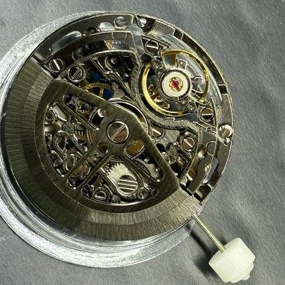 Hangzhou 75DOA black dial watch movement with two hands and small seconds at 7, precision mechanical auto by Hangzhou.