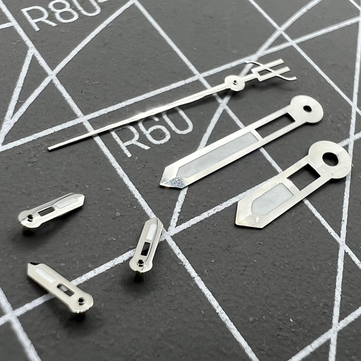 1. Silver Trim 15mm Green Lume Watch Hands for Miyota OS10 OS20 OS22 OS60 OS80 models  