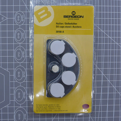 Bergeon 30180-A Swiss Made die-cast watch oil dip oiler stand for precise lubrication of watch components.