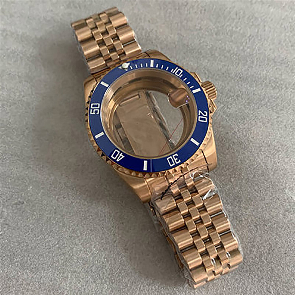 40 mm goldenes Uhrengehäuse-Armband für NH35/36-Uhrwerk, modifiziertes Saphirglas 