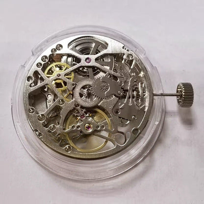 Tianjin Seagull ST25 silver hollow automatic mechanical watch movement, precise craftsmanship.