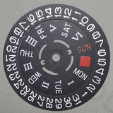 Black Date Disk Wheel White Font for NH36 Movement Date@3 Crown 3/3.8 Position