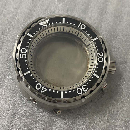 Stainless steel 45MM watch case with mineral glass, inner ring, fits NH35/NH36 movements.