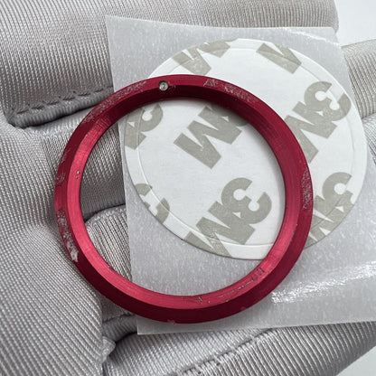 Lunette de montre 38 mm en céramique inclinée, anneau rouge, police argentée, vert, pièce de montre lumineuse 