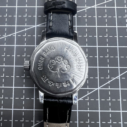 27mm Manuelle Mechanische Uhr Kongque Schwarzband 19 Steine Silberzifferblatt