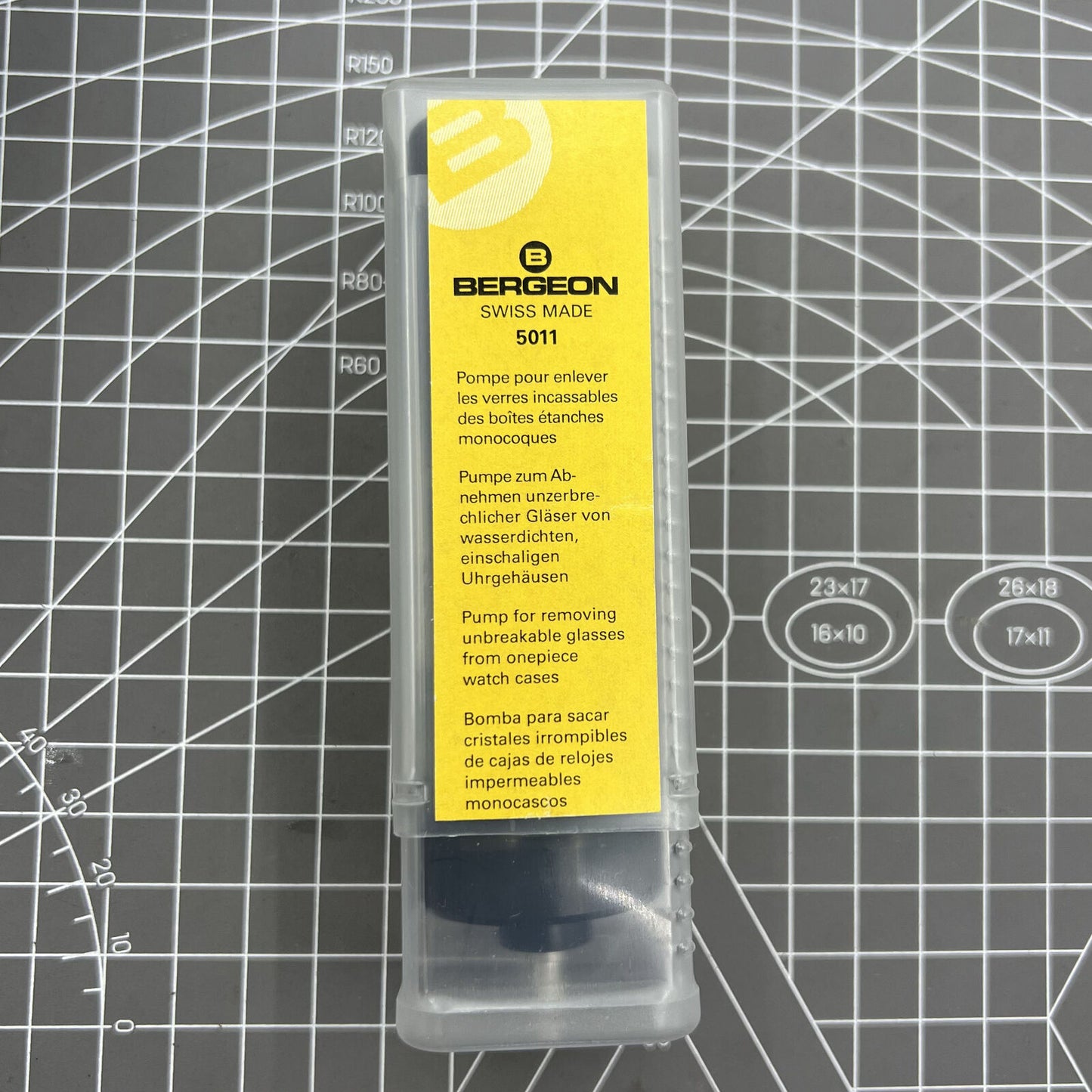 Swiss Bergeon 5011 watch case pump removing glass from monobloc cases, precision tool for repairs