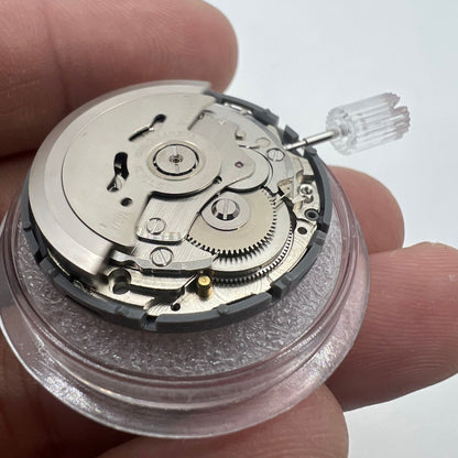 Black NH36A automatic watch movement with Roman wheel, crown at 3 o'clock,.