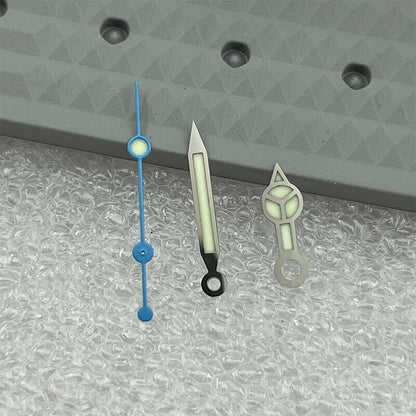 C3 green luminous watch hands set by P1-7-A for SKX/SBBN with NH35A/NH36 movement, ideal for precision repairs.